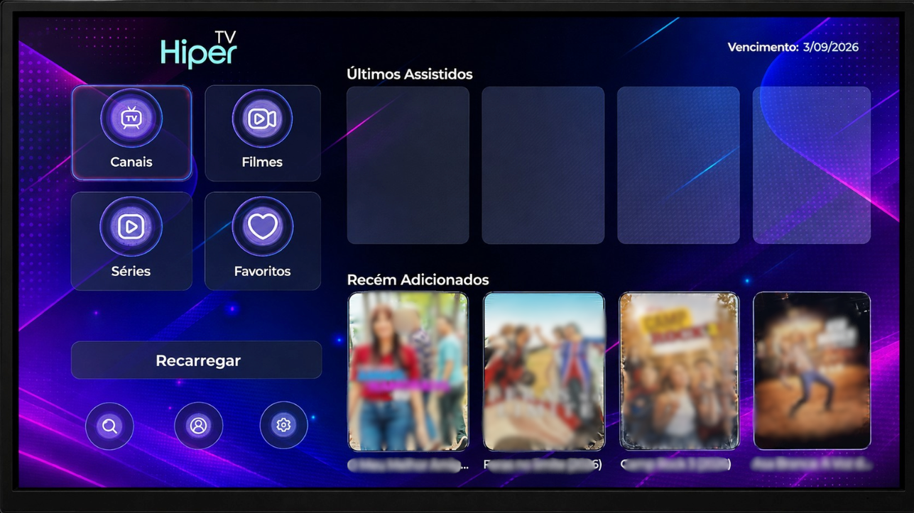 Hiper TV com tema XCloud personalizado para dispositivos Roku