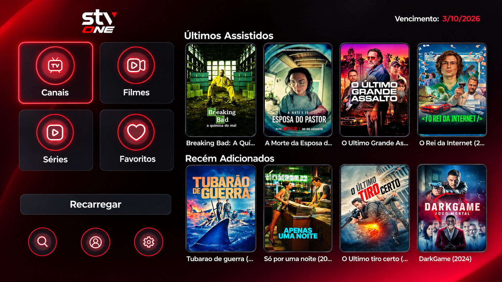 STV One com tema XCloud personalizado para Roku